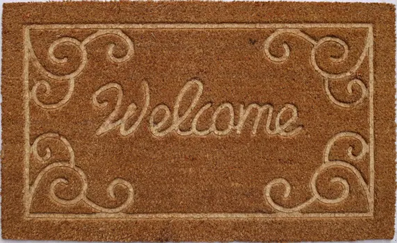 18" X 30" Beige and White Coir Vines Welcome Outdoor Door Mat