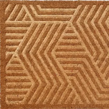 18" X 30" Beige and White Coir Outdoor Door Mat
