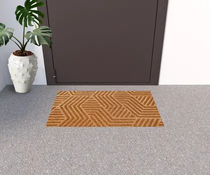 18" X 30" Beige and White Coir Outdoor Door Mat