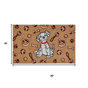 18" X 30" Beige and White Coir Dog Outdoor Door Mat