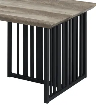47" Oak and Black Wood And Metal Distressed Frame Coffee Table