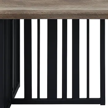 47" Oak and Black Wood And Metal Distressed Frame Coffee Table