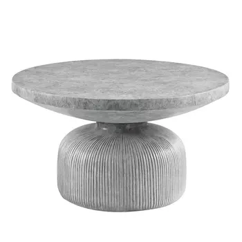 30" Gray Cement Round Pedestal Coffee Table