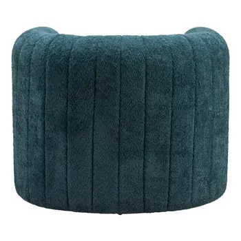 37" Aquamarine Sherpa And Upholstered Tufted Arm Chair