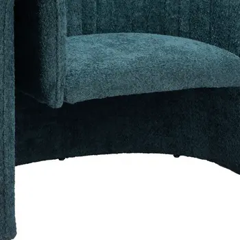 37" Aquamarine Sherpa And Upholstered Tufted Arm Chair