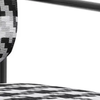 29" Black And White And Black Upholstered Houndstooth Arm Chair