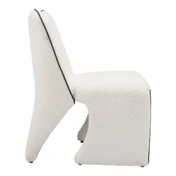 29" Ivory Faux Shearling And Upholstered Side Chair
