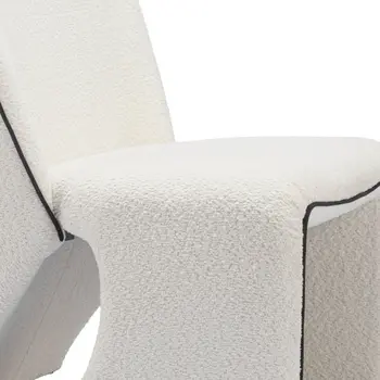 29" Ivory Faux Shearling And Upholstered Side Chair