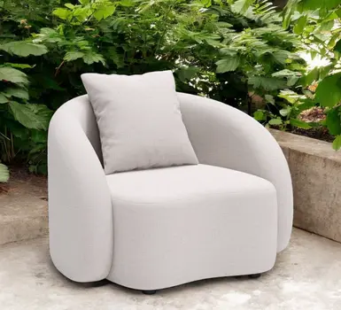 42" Beige Outdoor Accent Chair with Beige Cushions