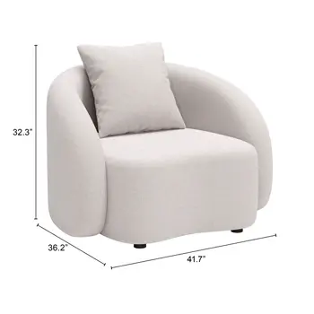 42" Beige Outdoor Accent Chair with Beige Cushions