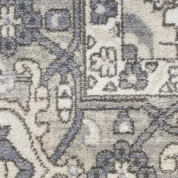 4' Blue Floral Power Loom Round Rug