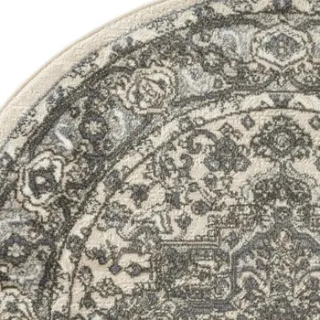 4' Blue Floral Power Loom Round Rug