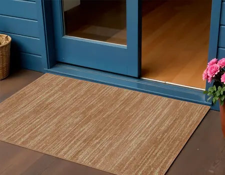 2' X 4' Rust And Beige Abstract Indoor Outdoor Area Rug