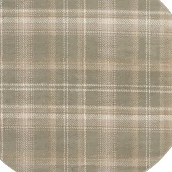 4' Olive Green and Ivory Plaid Round Rug