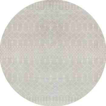 4' Gray Geometric Power Loom Round Rug