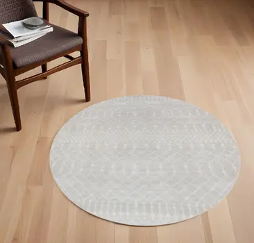 4' Gray Geometric Power Loom Round Rug