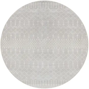 4' Gray Geometric Power Loom Round Rug