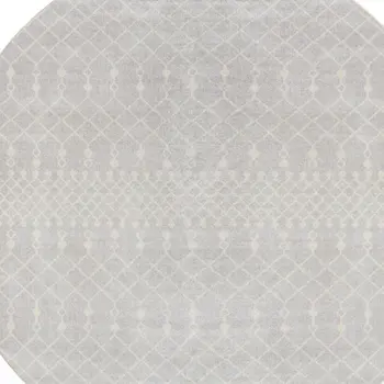 4' Gray Geometric Power Loom Round Rug