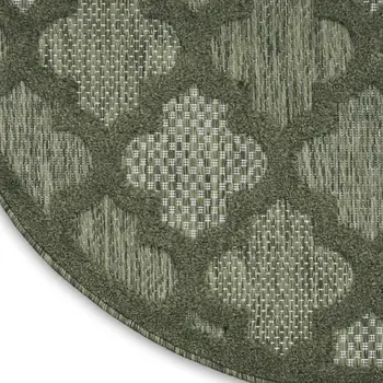 4' Dark Green And Light Green Round Geometric Indoor Outdoor Area Rug