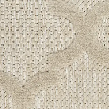 4' Cream And Beige Round Geometric Indoor Outdoor Area Rug