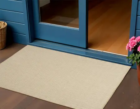 3' X 5' Natural And Ivory Geometric Indoor Outdoor Area Rug