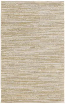3' X 5' Ivory And Gold Abstract Indoor Outdoor Area Rug