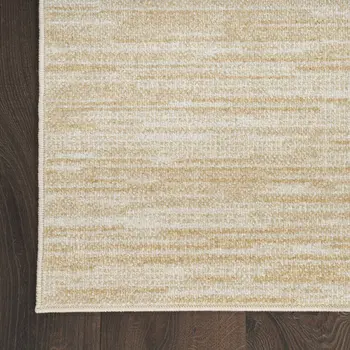 3' X 5' Ivory And Gold Abstract Indoor Outdoor Area Rug