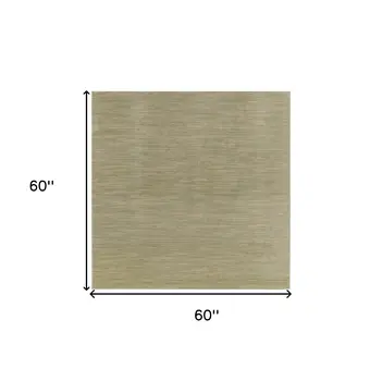 5' Green And Gold Square Abstract Indoor Outdoor Area Rug