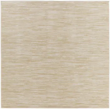 5' Ivory And Gold Square Abstract Indoor Outdoor Area Rug