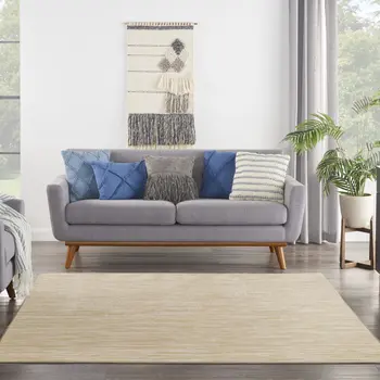 5' Ivory And Gold Square Abstract Indoor Outdoor Area Rug