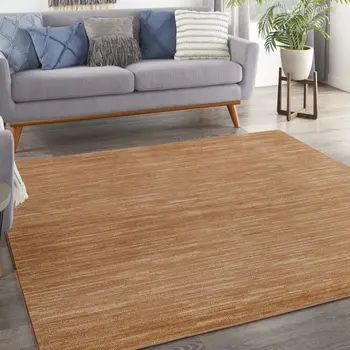 5' Rust And Beige Square Abstract Indoor Outdoor Area Rug