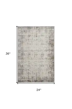 2' X 3' Ivory and Gray Abstract Area Rug