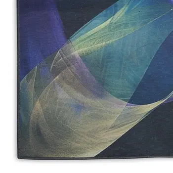 3' X 5' Blue Abstract Power Loom Non Skid Area Rug