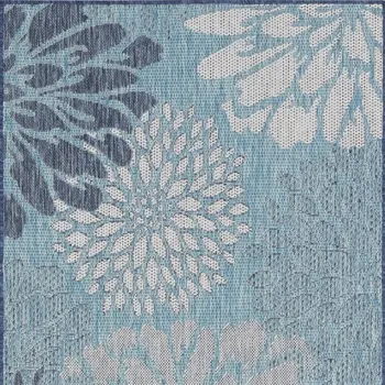 3' X 5' Navy Blue And Gray Floral Indoor Outdoor Area Rug
