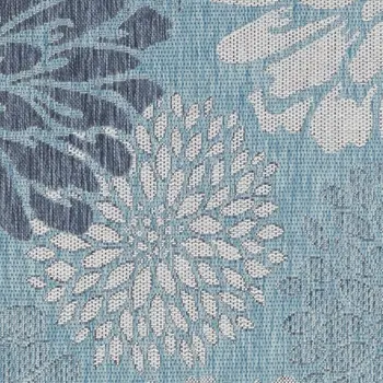 3' X 5' Navy Blue And Gray Floral Indoor Outdoor Area Rug