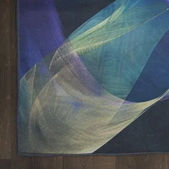 4' X 6' Blue Abstract Power Loom Non Skid Area Rug