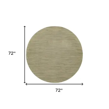 6' Green And Beige Round Abstract Indoor Outdoor Area Rug