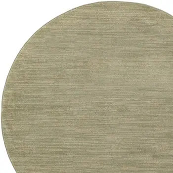 6' Green And Beige Round Abstract Indoor Outdoor Area Rug