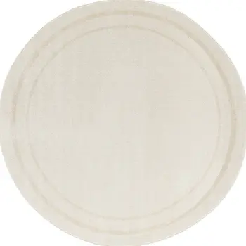 6' Ivory And Gold Round Indoor Outdoor Area Rug