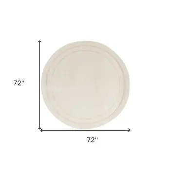 6' Ivory And Gold Round Indoor Outdoor Area Rug
