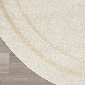 6' Ivory And Gold Round Indoor Outdoor Area Rug