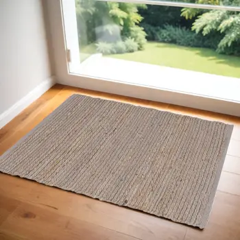 2' X 3' Gray Jute Hand Woven Area Rug