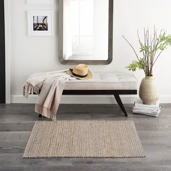 2' X 3' Gray Jute Hand Woven Area Rug