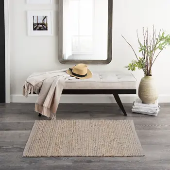 2' X 3' Gray Jute Hand Woven Area Rug
