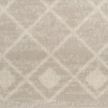 6' Beige Geometric Power Loom Runner Rug