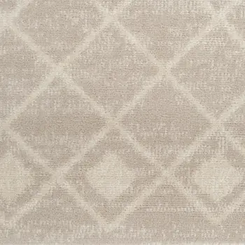 6' Beige Geometric Power Loom Runner Rug
