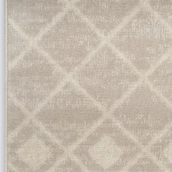 6' Beige Geometric Power Loom Runner Rug