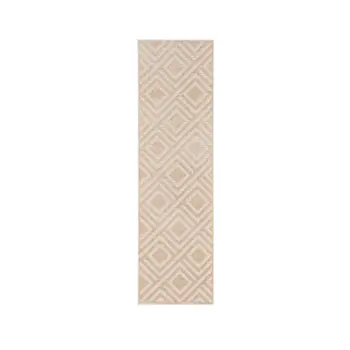 6' Beige Geometric Runner Rug