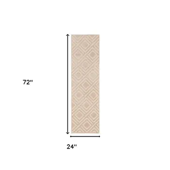 6' Beige Geometric Runner Rug