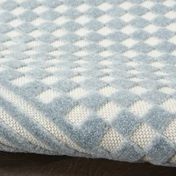 6' Blue Geometric Runner Rug